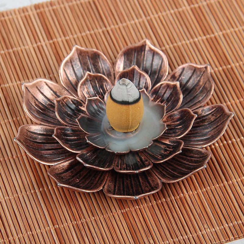 Alloy Incense Burner Stick Holder Buddhism Lotus Line Incense plate Sandalwood Coil Base Temples Yoga Studios Home Decoration c9f98b-b7.myshopify.com