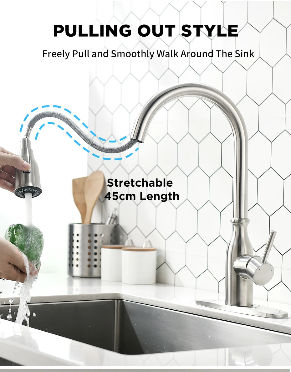 Gold Kitchen Faucets Single Handle Pull Out Kitchen Tap Single Hole Handle Swivel Degree Water Mixer Tap Mixer Tap 866011 c9f98b-b7.myshopify.com