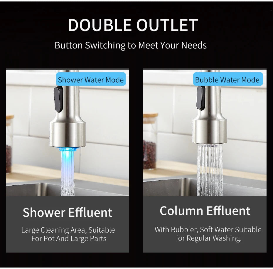 Brush Nickel Kitchen Faucets Brass Faucets for Kitchen Sink Single Lever Pull Down Spring Spout Mixers Tap Hot Cold Water Crane c9f98b-b7.myshopify.com