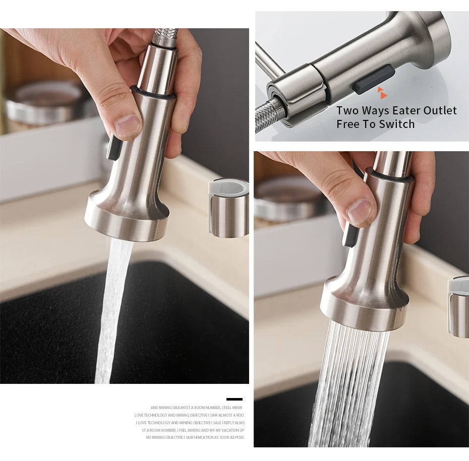 Brush Nickel Kitchen Faucets Brass Faucets for Kitchen Sink Single Lever Pull Down Spring Spout Mixers Tap Hot Cold Water Crane c9f98b-b7.myshopify.com