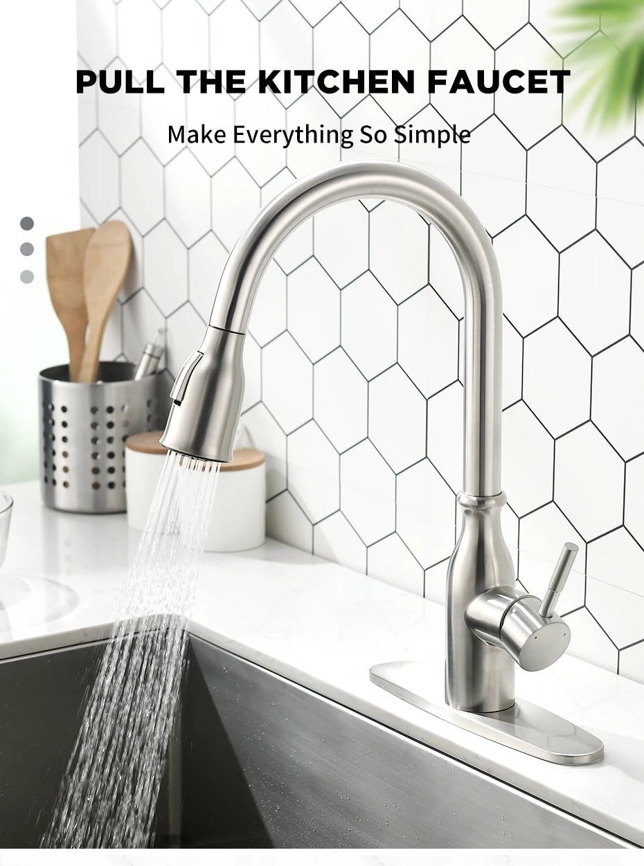 Gold Kitchen Faucets Single Handle Pull Out Kitchen Tap Single Hole Handle Swivel Degree Water Mixer Tap Mixer Tap 866011 c9f98b-b7.myshopify.com