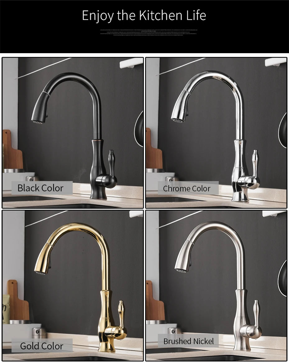 Gold Kitchen Faucets Single Handle Pull Out Kitchen Tap Single Hole Handle Swivel Degree Water Mixer Tap Mixer Tap 866011 c9f98b-b7.myshopify.com