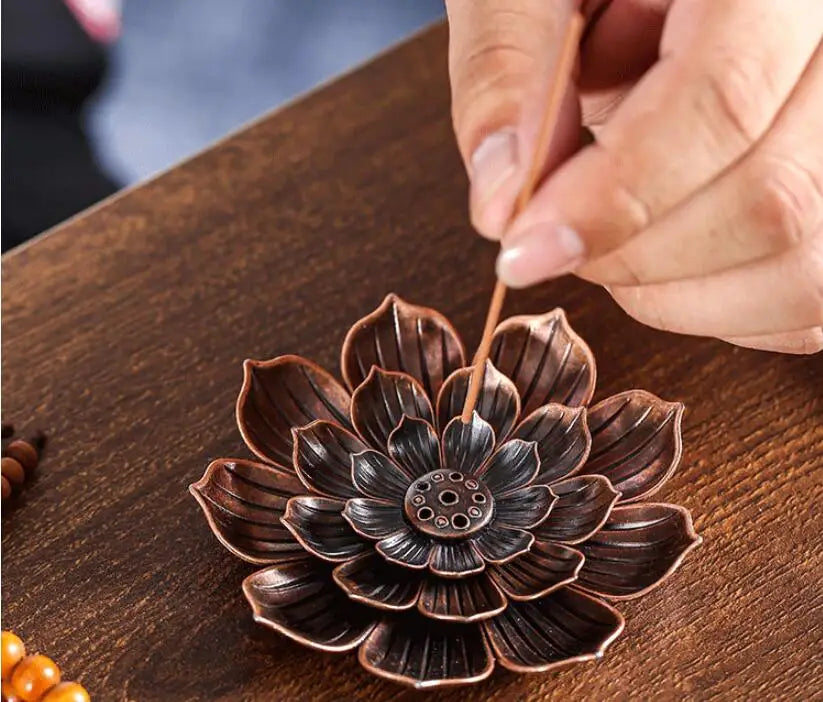 Alloy Incense Burner Stick Holder Buddhism Lotus Line Incense plate Sandalwood Coil Base Temples Yoga Studios Home Decoration c9f98b-b7.myshopify.com