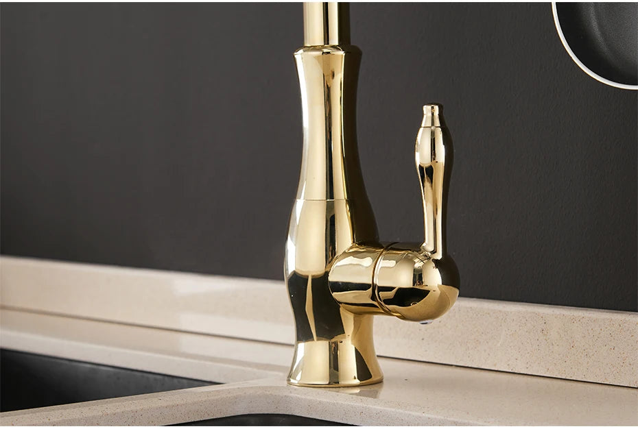 Gold Kitchen Faucets Single Handle Pull Out Kitchen Tap Single Hole Handle Swivel Degree Water Mixer Tap Mixer Tap 866011 c9f98b-b7.myshopify.com