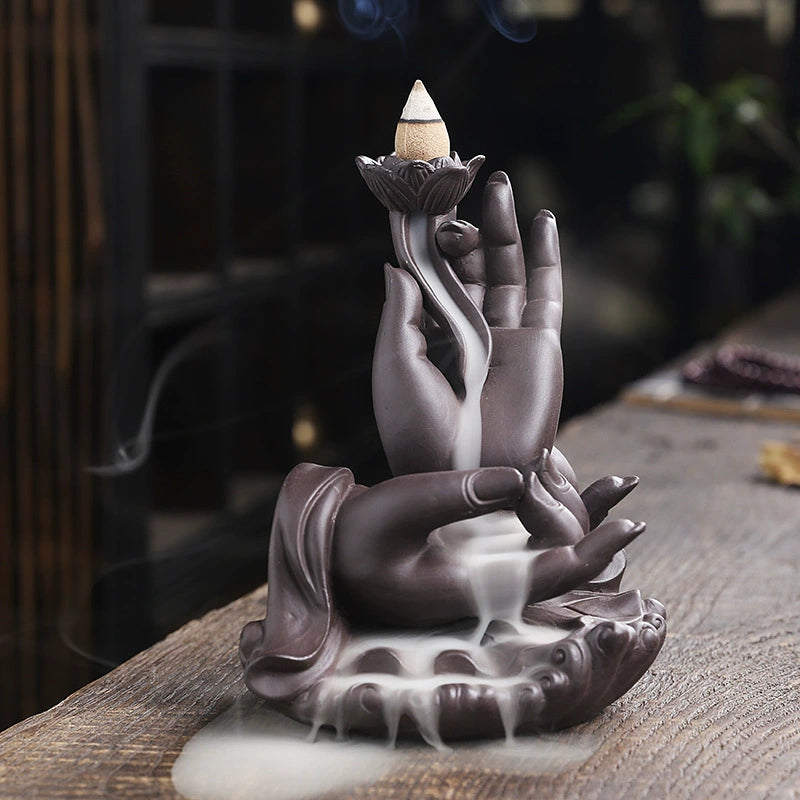 Purple Sand Backflow Sandalwood Stove Indoor Home Incense Burner Creative Large Buddha Hand Backflow Incense Burner Gift Retro Decoration c9f98b-b7.myshopify.com