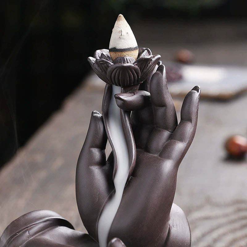 Purple Sand Backflow Sandalwood Stove Indoor Home Incense Burner Creative Large Buddha Hand Backflow Incense Burner Gift Retro Decoration c9f98b-b7.myshopify.com