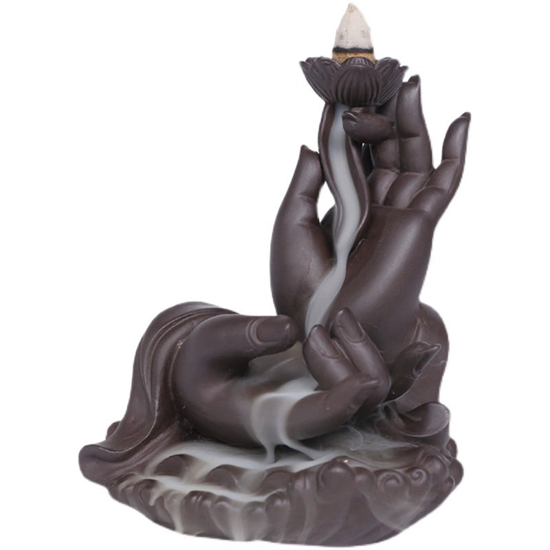Purple Sand Backflow Sandalwood Stove Indoor Home Incense Burner Creative Large Buddha Hand Backflow Incense Burner Gift Retro Decoration c9f98b-b7.myshopify.com