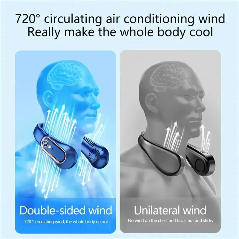 Neck Bladeless Fan Mini Ultra Long Life Portable Lazy Silent Fan Usb Charging Student Sports Office Digital Display Power 5 Gear c9f98b-b7.myshopify.com