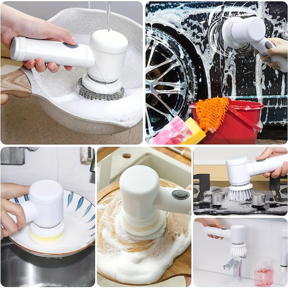 Electric Spin Scrubber With 5 Replaceable Brush Head Power Electric Cleaning Brush Handheld Rechargeable Shower Scrubber c9f98b-b7.myshopify.com