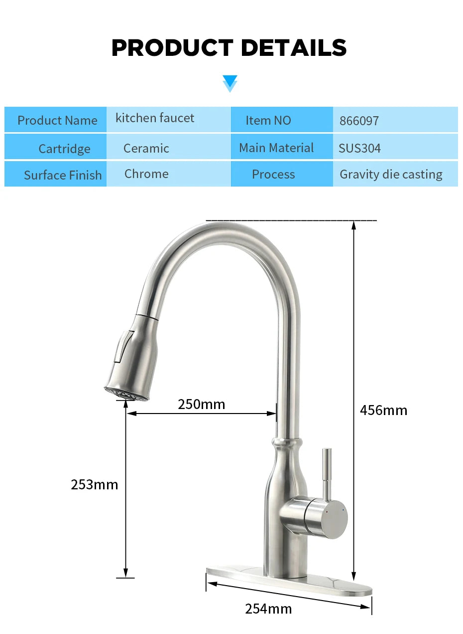 Gold Kitchen Faucets Single Handle Pull Out Kitchen Tap Single Hole Handle Swivel Degree Water Mixer Tap Mixer Tap 866011 c9f98b-b7.myshopify.com
