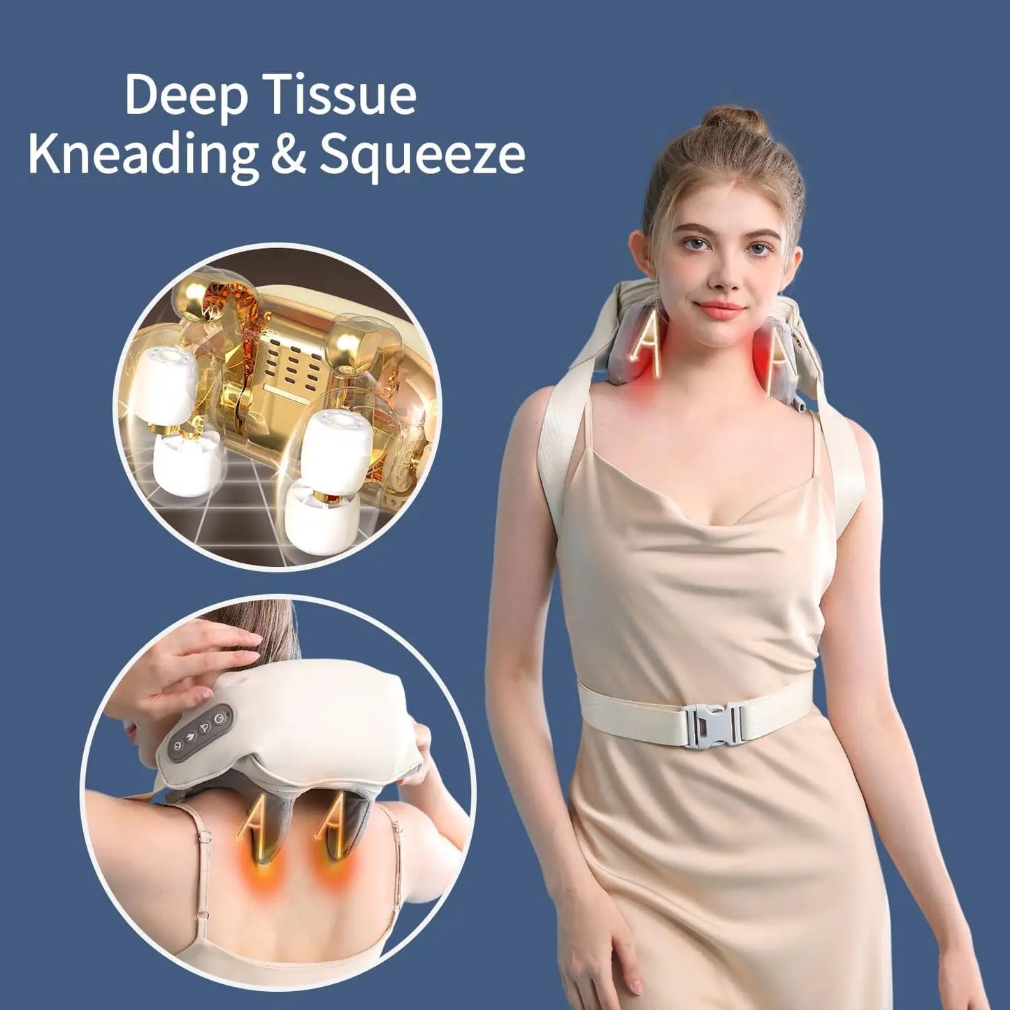 Neck Shoulder Massager Deep Tissue Shiatsu Back Massagers with Heat for Pain Relief Electric Kneading Squeeze Muscles Massage c9f98b-b7.myshopify.com