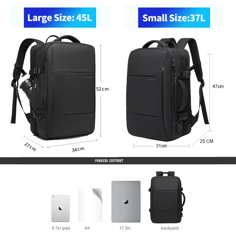 BANGE Travel Backpack Men Business Backpack School Expandable USB Bag Large Capacity 17.3 Laptop Waterproof Fashion Backpack c9f98b-b7.myshopify.com