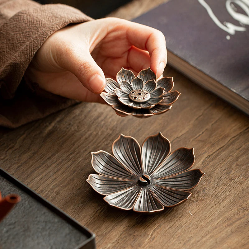 Alloy Incense Burner Stick Holder Buddhism Lotus Line Incense plate Sandalwood Coil Base Temples Yoga Studios Home Decoration c9f98b-b7.myshopify.com