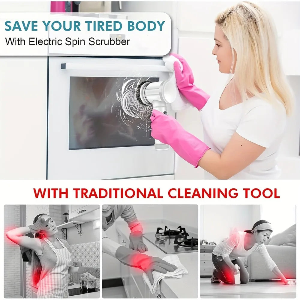 Electric Spin Scrubber With 5 Replaceable Brush Head Power Electric Cleaning Brush Handheld Rechargeable Shower Scrubber c9f98b-b7.myshopify.com