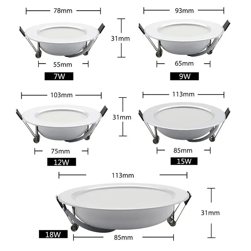 Spot LED Downlight Ceiling AC 220V 240V 7W 9W 12W 15W 18W Spotlight Cold Warm White Round Recessed Lamp LED Spot Light Lighting c9f98b-b7.myshopify.com