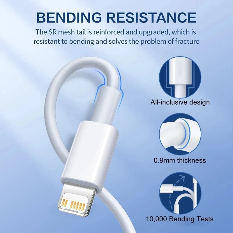 USB Cable For iPhone 14 13 12 11 Pro Max Mini 6 7 8 Plus XS X XR SE iPad 20W Phone Data Sync Fast Charging Wire Cord 0.25M 1M 2M c9f98b-b7.myshopify.com