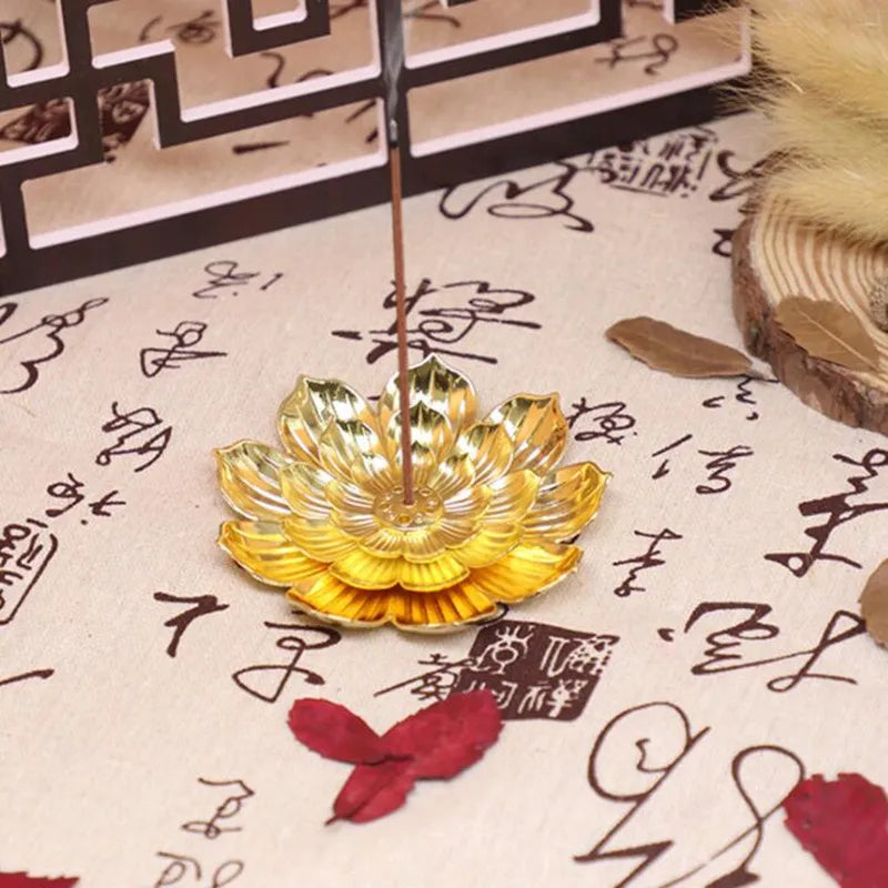 Alloy Incense Burner Stick Holder Buddhism Lotus Line Incense plate Sandalwood Coil Base Temples Yoga Studios Home Decoration c9f98b-b7.myshopify.com