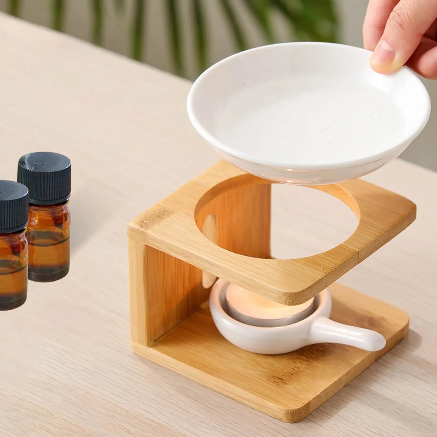 Essential Oil Burner Aroma Diffuser Bamboo Tea Stove Base Household Wooden Essential Oil Burner Essential Oil Diffuser Decor c9f98b-b7.myshopify.com