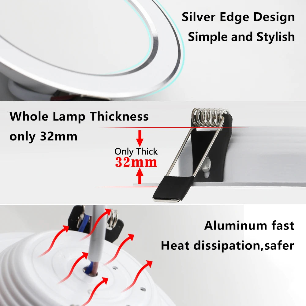 Spot LED Downlight Ceiling AC 220V 240V 7W 9W 12W 15W 18W Spotlight Cold Warm White Round Recessed Lamp LED Spot Light Lighting c9f98b-b7.myshopify.com