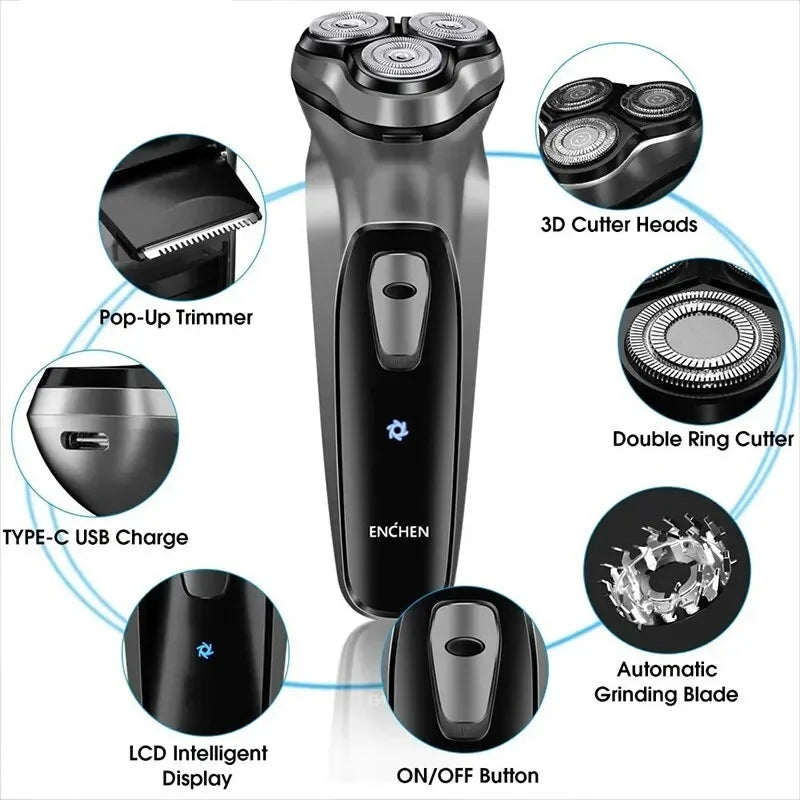 ENCHEN BlackStone Electric Shaver Razor Men Type-C Rechargeable Shaving Beard Machine Intelligent Control Travel Lock 100% New c9f98b-b7.myshopify.com