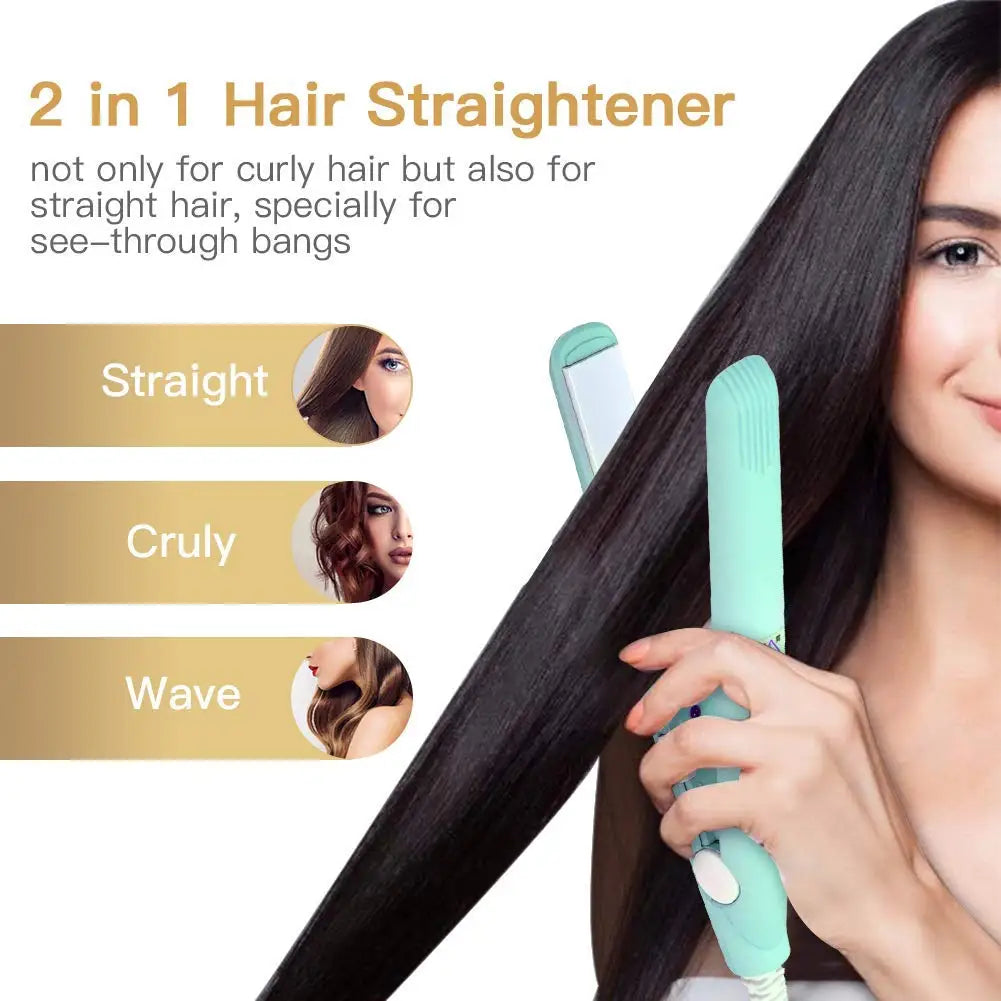 Portable Mini Hair Straightener Flat Iron Hair Curler For Men Women Short Hair Wave Hairstyling Dual Voltage Straightening Irons c9f98b-b7.myshopify.com