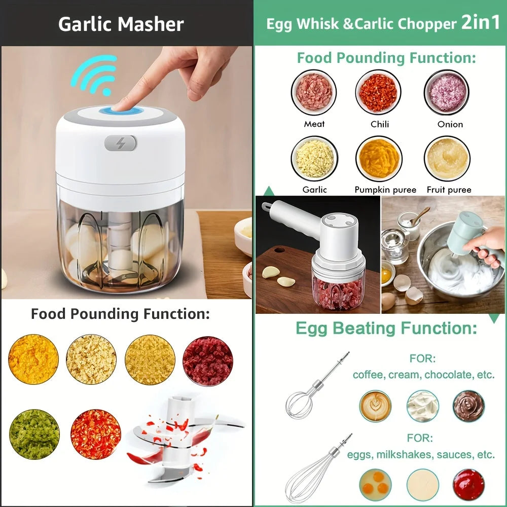 Electric Kitchen Food Chopper Mini Garlic Masher Crusher USB Portable Meat Grinder Vegetable Chopper For Kitchen Gadgets c9f98b-b7.myshopify.com