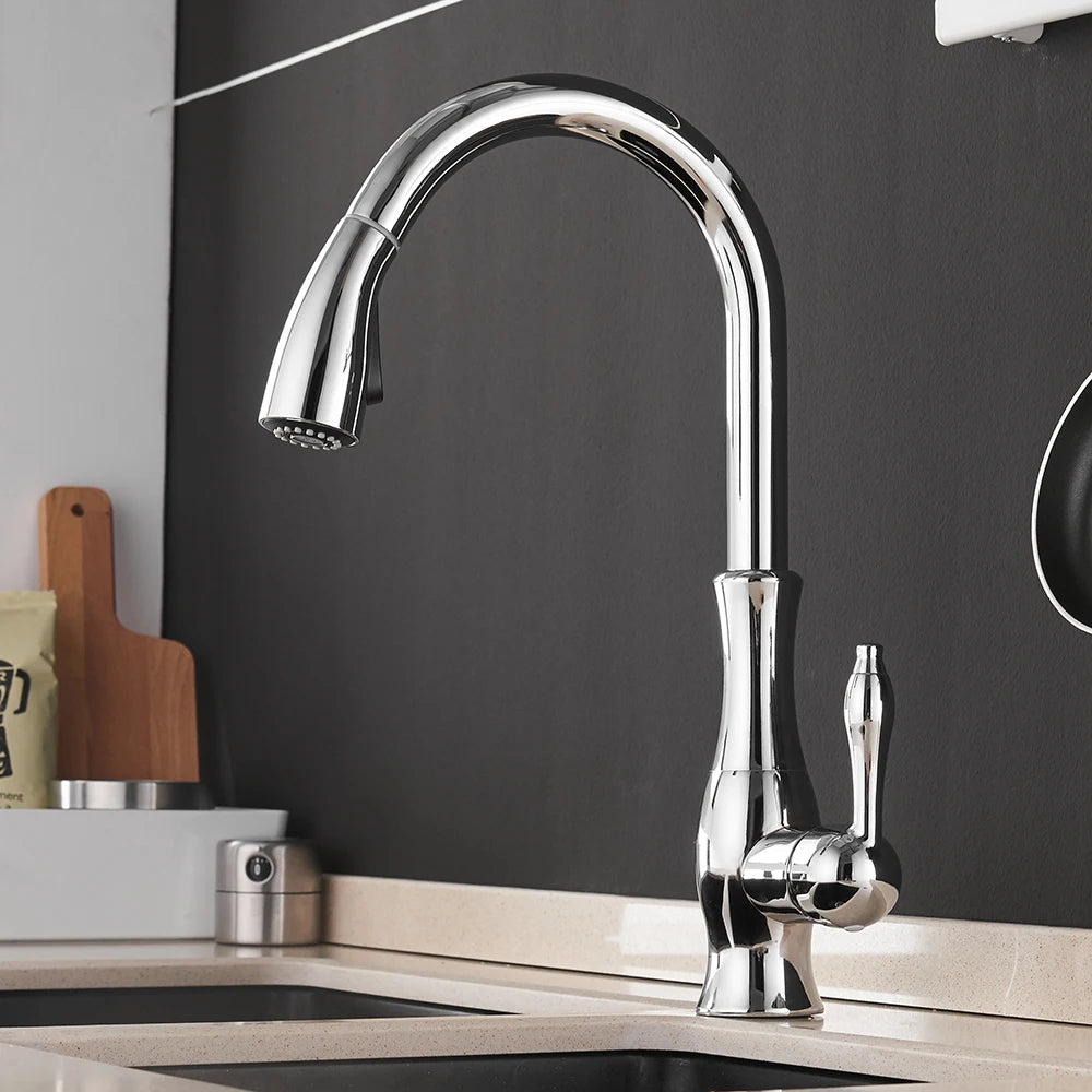 Gold Kitchen Faucets Single Handle Pull Out Kitchen Tap Single Hole Handle Swivel Degree Water Mixer Tap Mixer Tap 866011 c9f98b-b7.myshopify.com