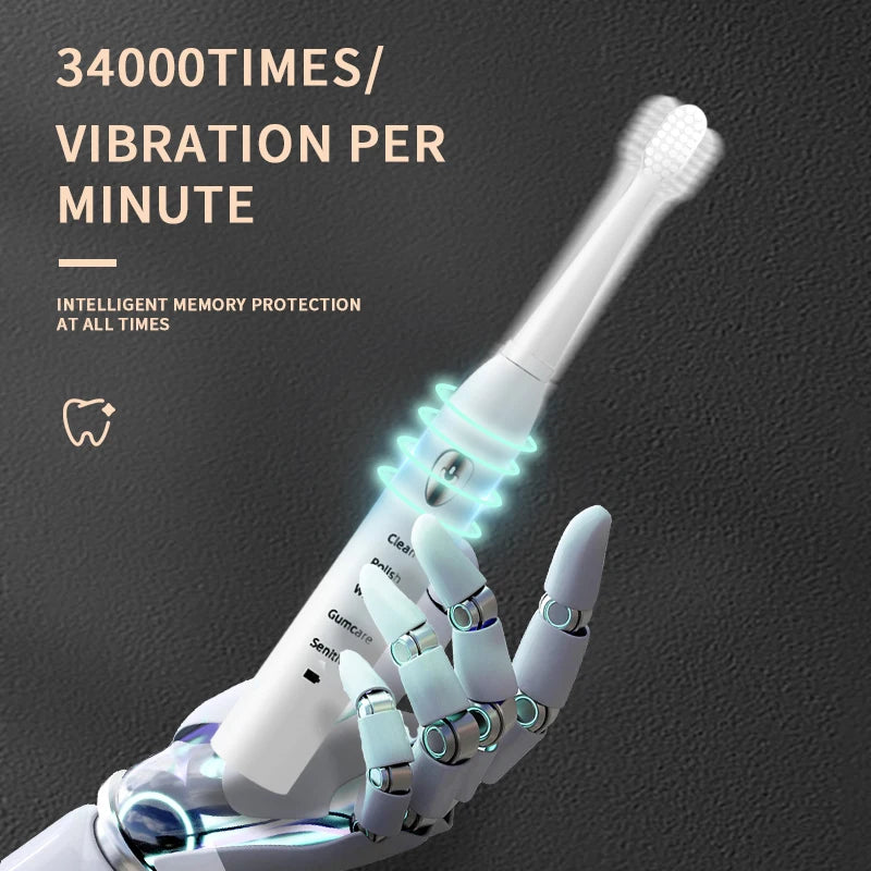 Jianpai Adult Black White Classic Acoustic Electric Toothbrush Adult 5-gear Mode USB Charging IPX7 Waterproof Acoustic Electric c9f98b-b7.myshopify.com