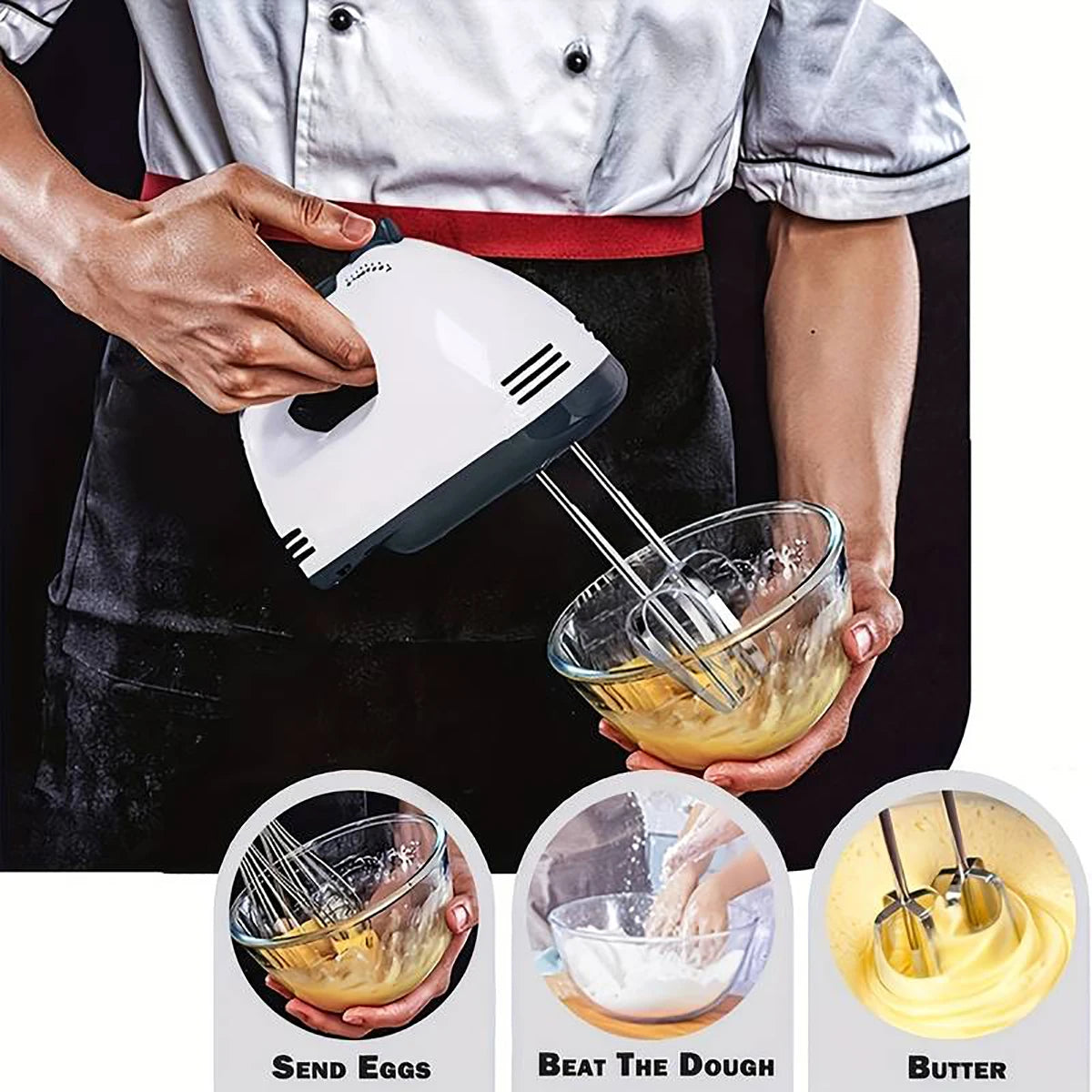 saengQ Handheld electric egg beater, household automatic mixer, egg white and cream beater, mini 7-speed white c9f98b-b7.myshopify.com