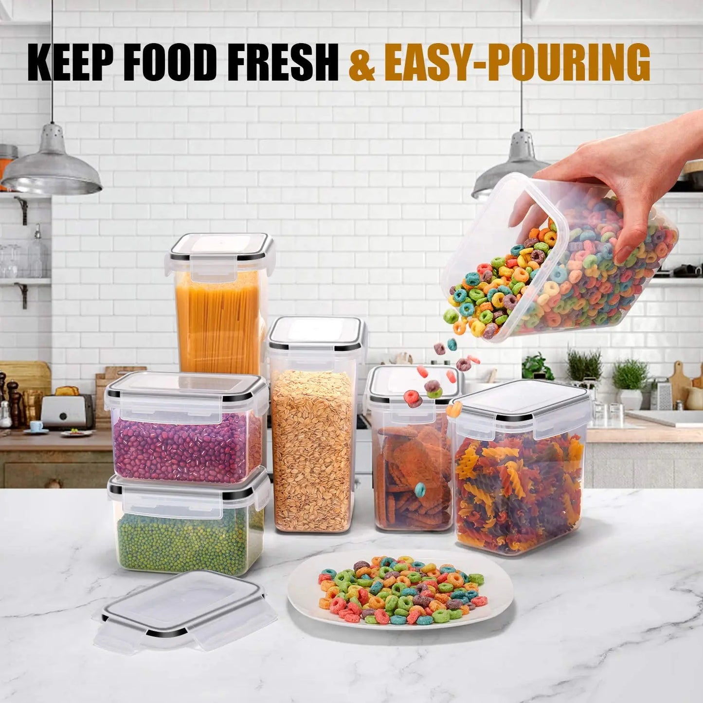 Kitchen 7pcs Food Containers Set BPA Free Plastic Airtight Storage Box With 10stickers and Pen c9f98b-b7.myshopify.com