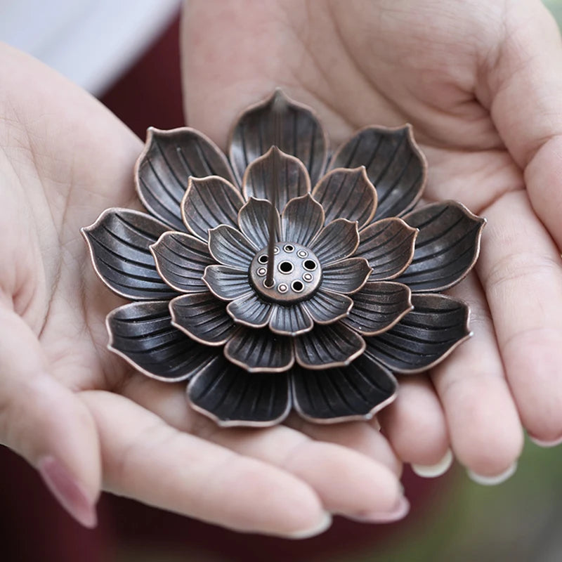 Alloy Incense Burner Stick Holder Buddhism Lotus Line Incense plate Sandalwood Coil Base Temples Yoga Studios Home Decoration c9f98b-b7.myshopify.com