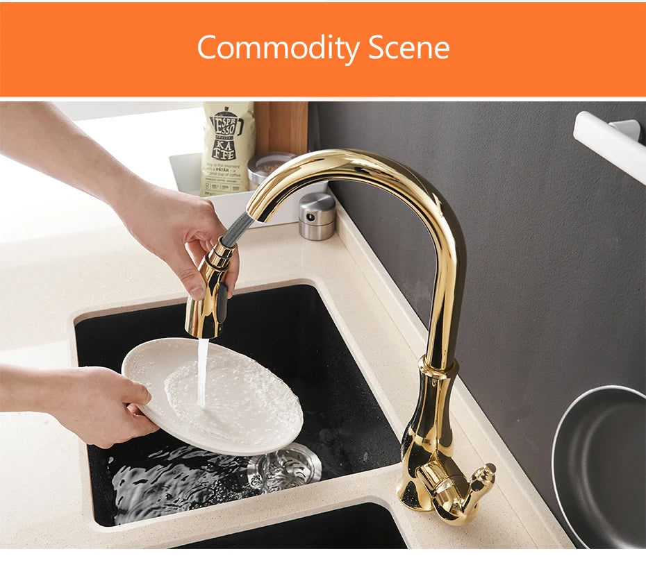 Gold Kitchen Faucets Single Handle Pull Out Kitchen Tap Single Hole Handle Swivel Degree Water Mixer Tap Mixer Tap 866011 c9f98b-b7.myshopify.com