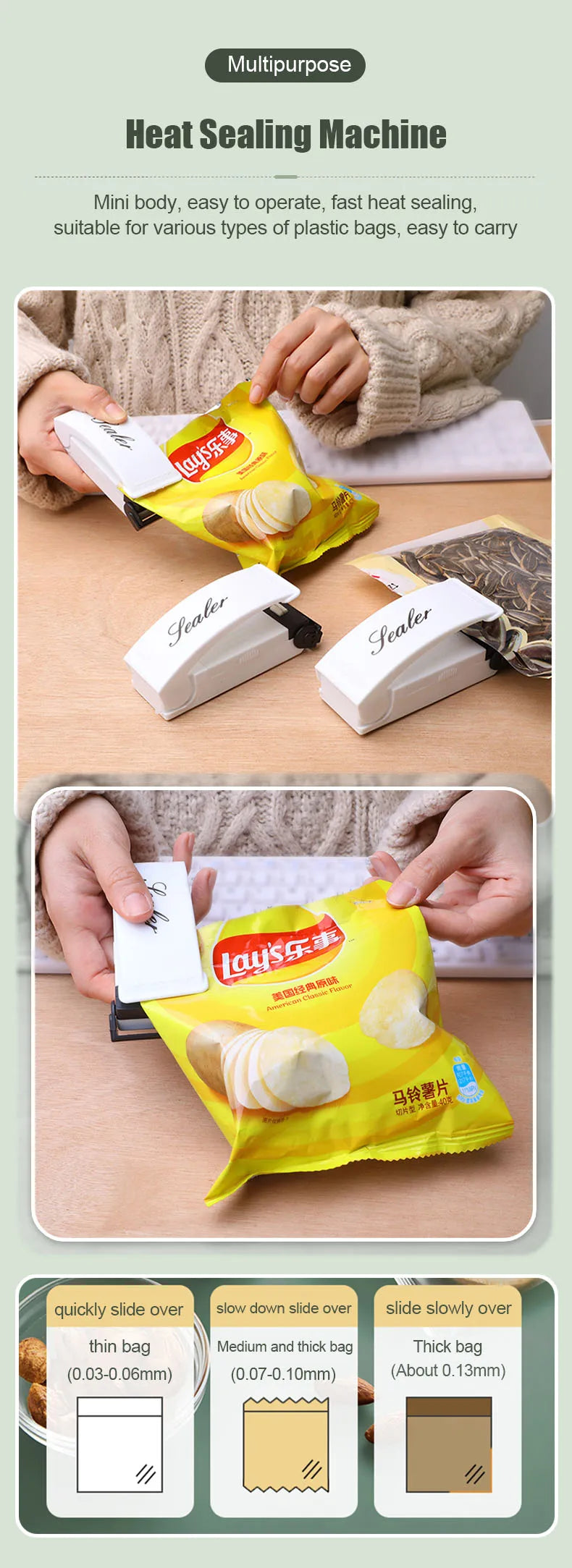 Plastic Heat Bag Sealer Food Packaging Sealing Machine Portable Snack Bag Sealing Clip Kitchen Storage Accessories Home Gadgets c9f98b-b7.myshopify.com