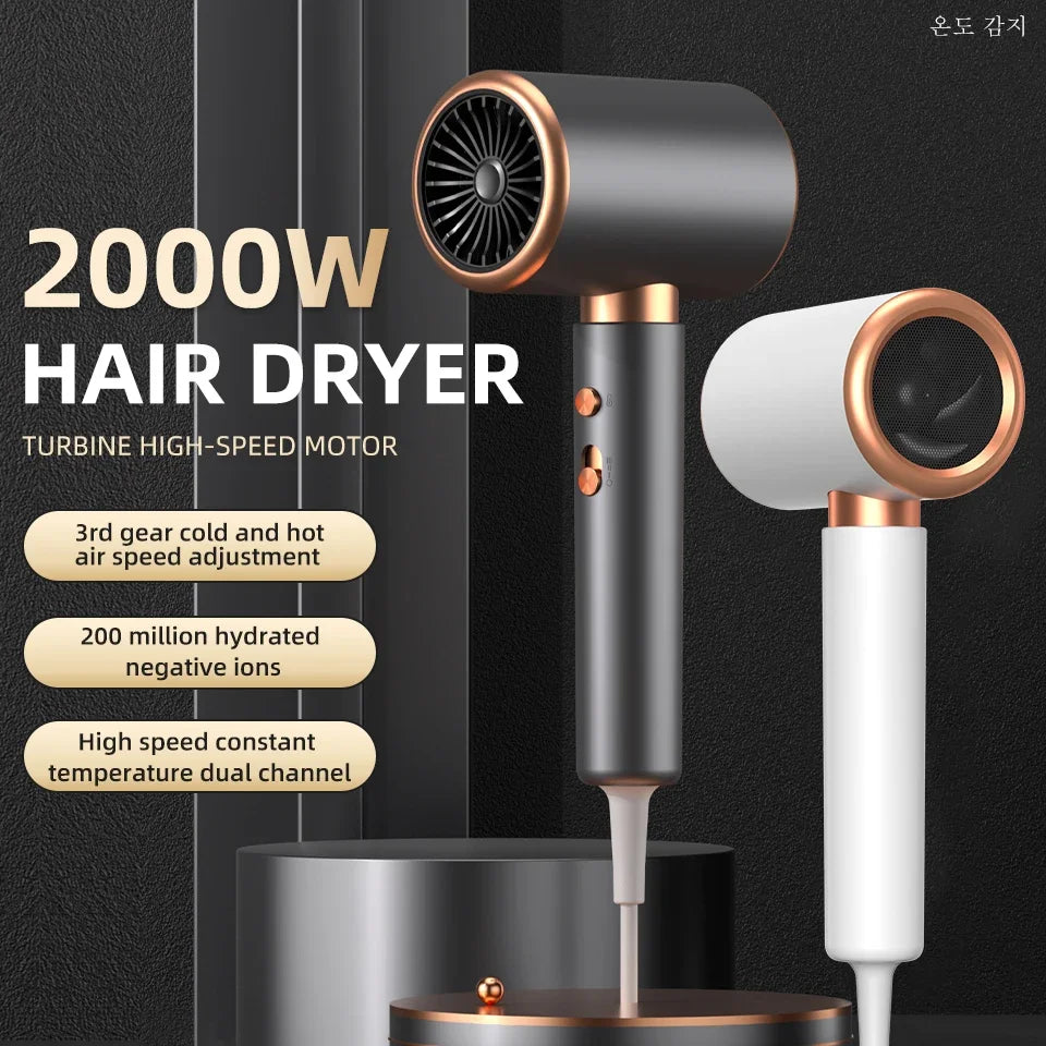 Ionic Hair Dryer High Speed Motor Blow Drier 2000W Hairdryer Negative Ion Hair Care Styler Professional Blow Dryer c9f98b-b7.myshopify.com