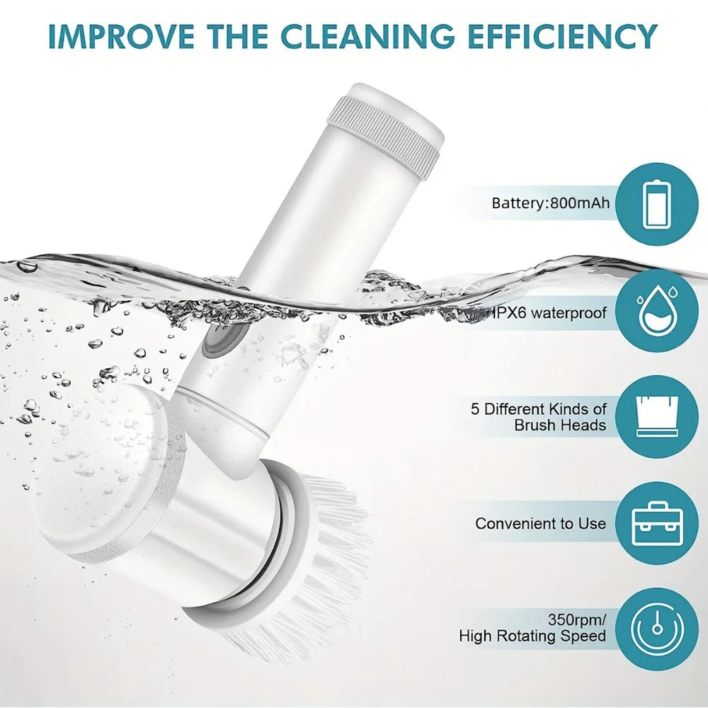 Electric Spin Scrubber With 5 Replaceable Brush Head Power Electric Cleaning Brush Handheld Rechargeable Shower Scrubber c9f98b-b7.myshopify.com