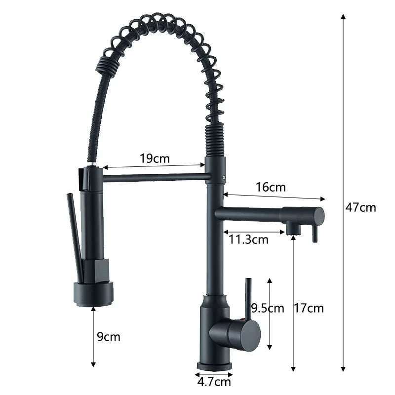 Black Kitchen Sink Faucet Pull Down Hot and Cold Water Mixer2 Mode Tap with Dual Spout 360 Rotation Flexible Deck Mounted c9f98b-b7.myshopify.com