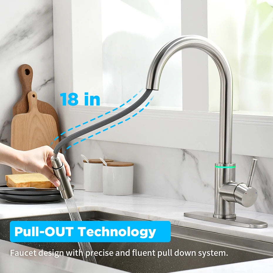 Gold Kitchen Faucets Single Handle Pull Out Kitchen Tap Single Hole Handle Swivel Degree Water Mixer Tap Mixer Tap 866011 c9f98b-b7.myshopify.com
