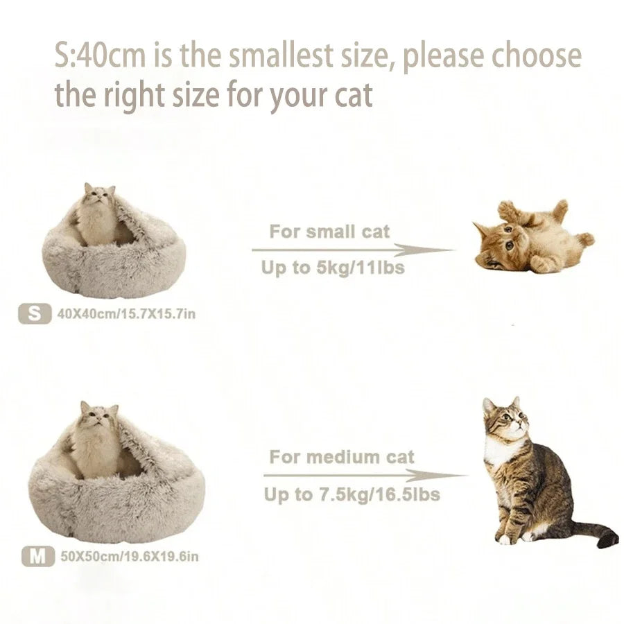 Plush Hooded Pet Bed Round Fluffy Soft Cat Bed Pet Cushion Warm Cat Dog 2 in 1 Sleeping Nest Cave for Small Dogs c9f98b-b7.myshopify.com