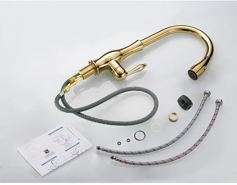 Gold Kitchen Faucets Single Handle Pull Out Kitchen Tap Single Hole Handle Swivel Degree Water Mixer Tap Mixer Tap 866011 c9f98b-b7.myshopify.com