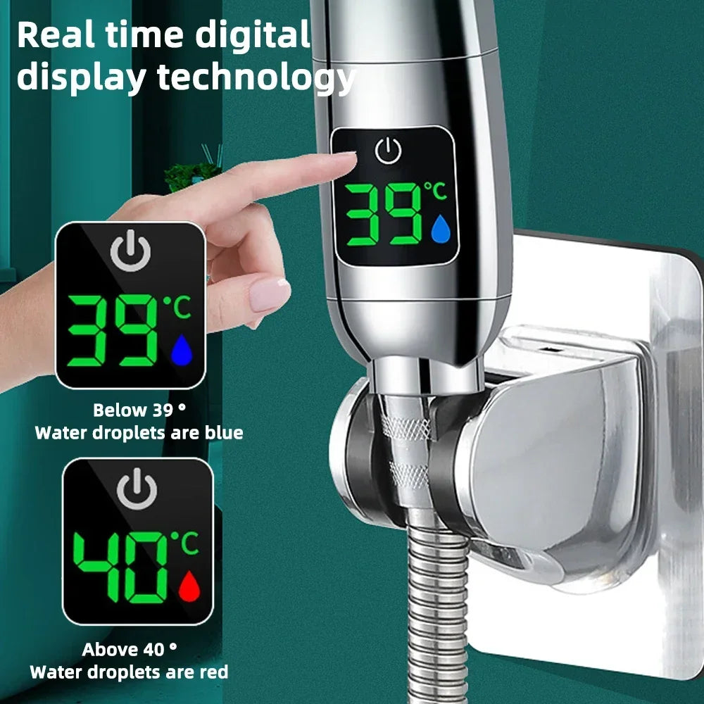 High Pressure Handheld Bathroom Shower Head Water Saving Showerhead Pressurized Adjustable Spray LED Digital Temperature Display c9f98b-b7.myshopify.com