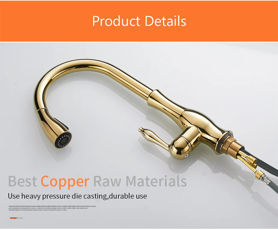 Gold Kitchen Faucets Single Handle Pull Out Kitchen Tap Single Hole Handle Swivel Degree Water Mixer Tap Mixer Tap 866011 c9f98b-b7.myshopify.com