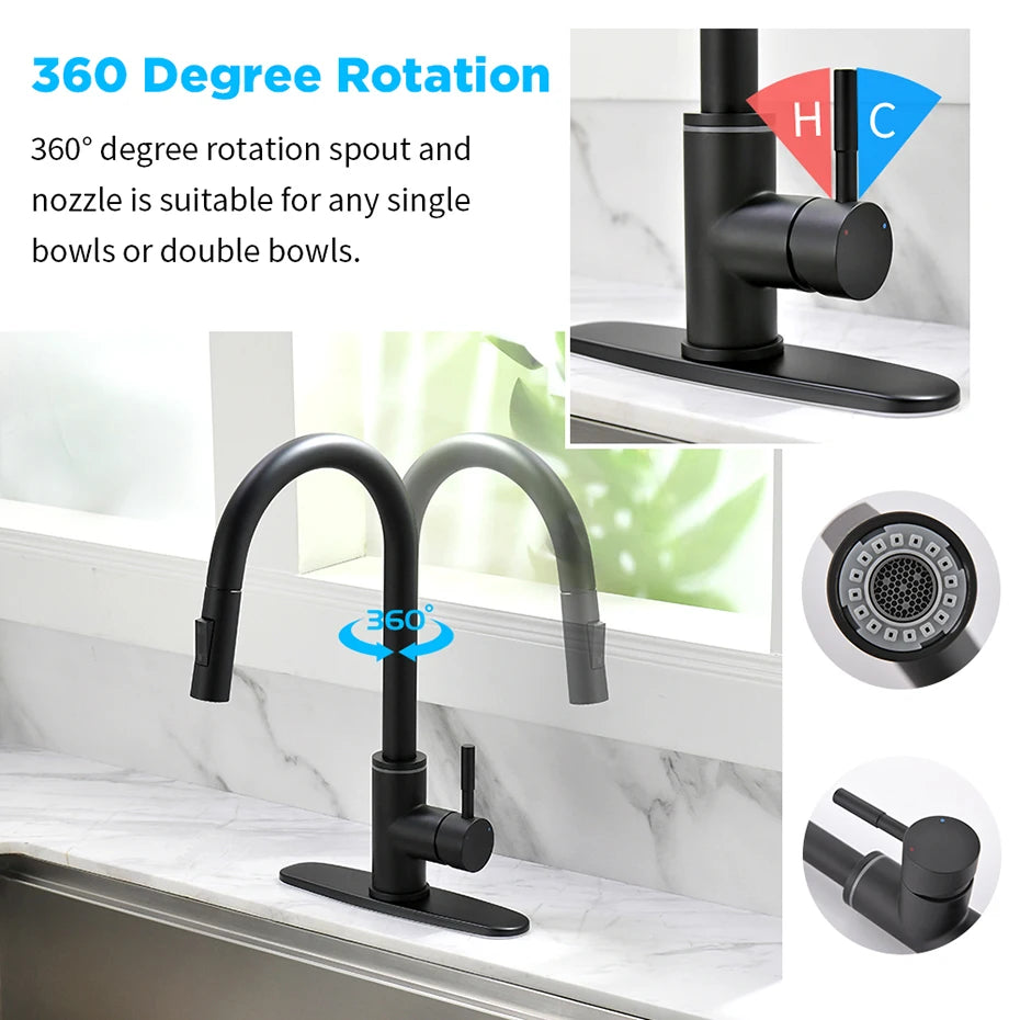Gold Kitchen Faucets Single Handle Pull Out Kitchen Tap Single Hole Handle Swivel Degree Water Mixer Tap Mixer Tap 866011 c9f98b-b7.myshopify.com
