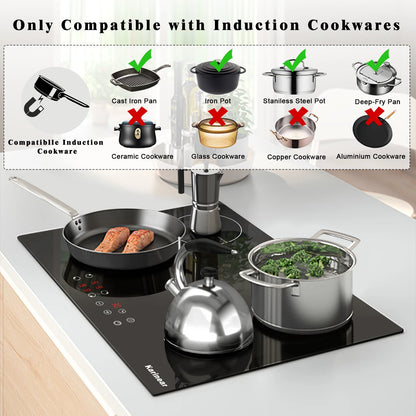 Karinear Built-in Induction Cooktop with 4 Burners – 3500W Electric Cooktop c9f98b-b7.myshopify.com