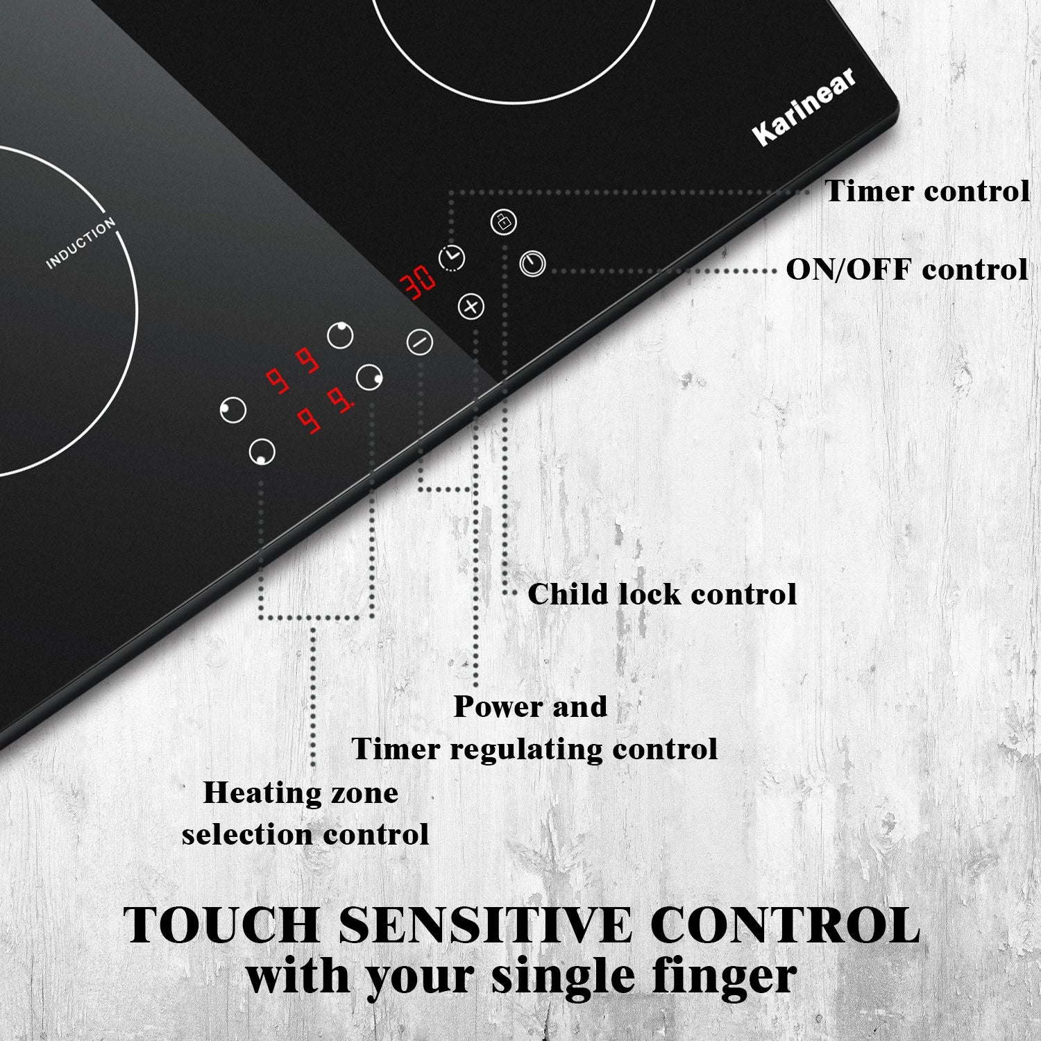 Karinear Built-in Induction Cooktop with 4 Burners – 3500W Electric Cooktop c9f98b-b7.myshopify.com