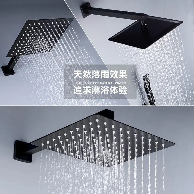 BAKALA Round & Square Stainless Steel Ultra-thin Showerheads 16/12/10/8 Inch Rainfall Shower Head Rain Shower BLACK Finish c9f98b-b7.myshopify.com