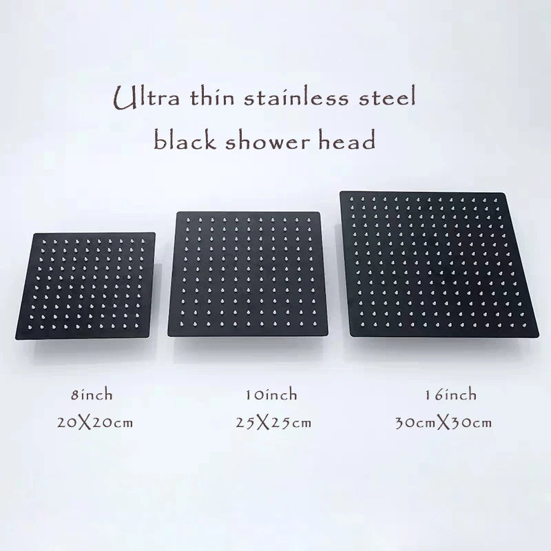 BAKALA Round & Square Stainless Steel Ultra-thin Showerheads 16/12/10/8 Inch Rainfall Shower Head Rain Shower BLACK Finish c9f98b-b7.myshopify.com