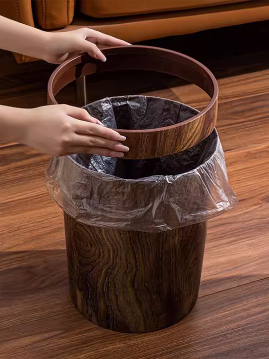 Imitation Wood Grain New Chinese Style Retro Good-looking Trash Can c9f98b-b7.myshopify.com