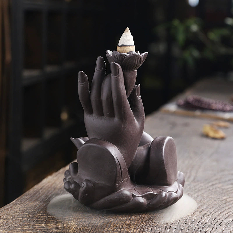 Purple Sand Backflow Sandalwood Stove Indoor Home Incense Burner Creative Large Buddha Hand Backflow Incense Burner Gift Retro Decoration c9f98b-b7.myshopify.com