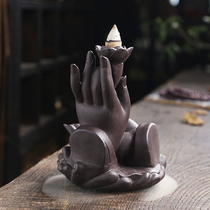 Purple Sand Backflow Sandalwood Stove Indoor Home Incense Burner Creative Large Buddha Hand Backflow Incense Burner Gift Retro Decoration c9f98b-b7.myshopify.com