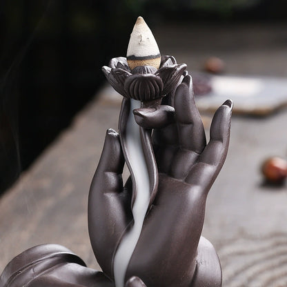 Purple Sand Backflow Sandalwood Stove Indoor Home Incense Burner Creative Large Buddha Hand Backflow Incense Burner Gift Retro Decoration c9f98b-b7.myshopify.com